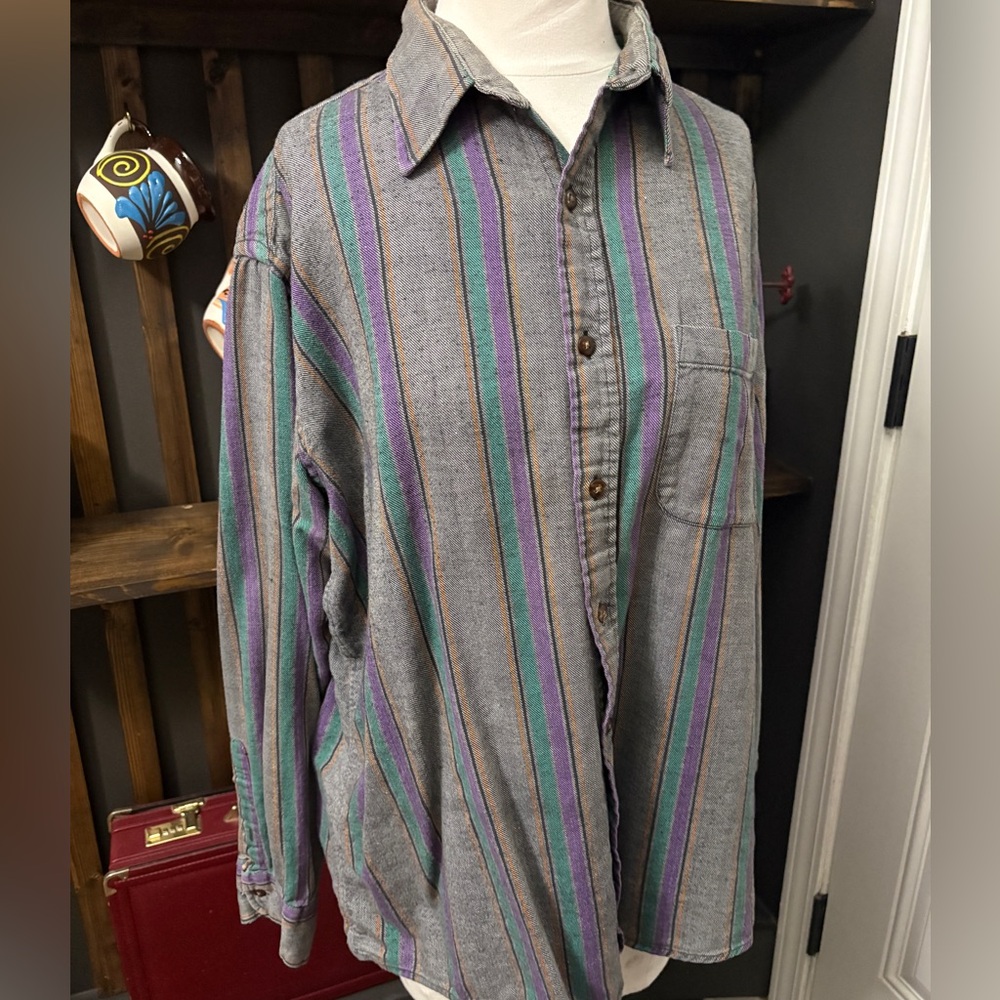 Vintage Manhattan Striped Multicolor Button Down Shirt